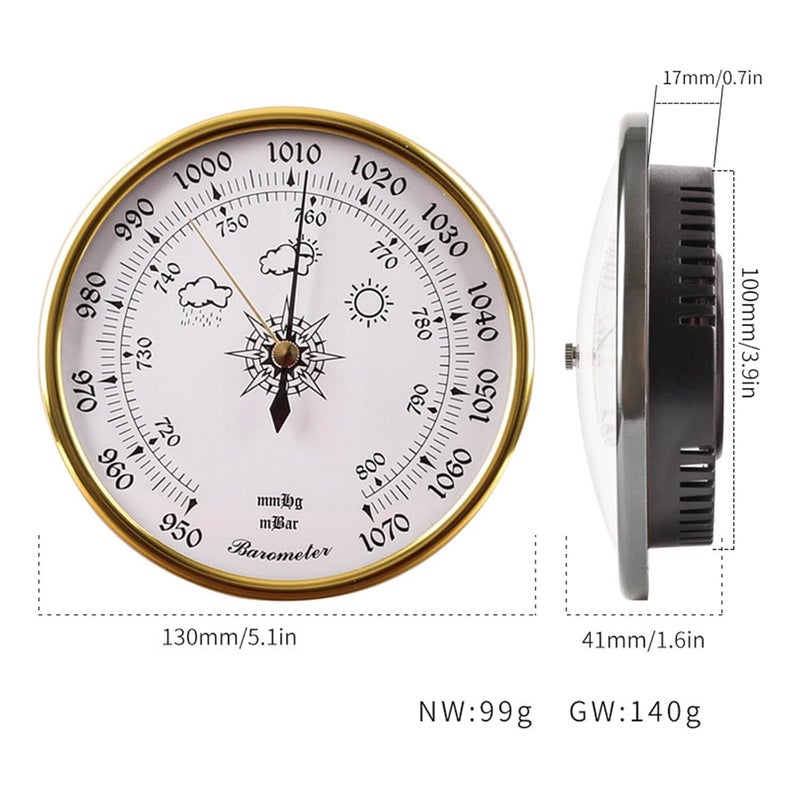 مقياس الطقس وجه أبيض للأسر أداة التنبؤ بالطقس مقياس الضغط 950-1070 هكتوباسكال - Image 4